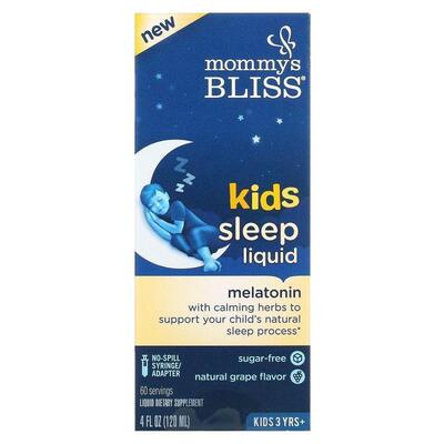 Mommy's Bliss,儿童睡眠液，褪黑荷尔蒙，3 岁以上儿童，天然葡萄