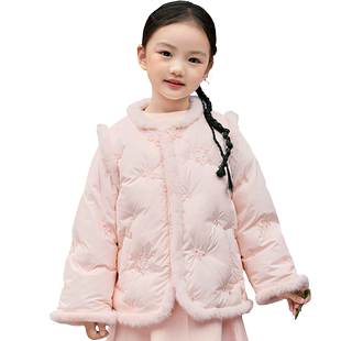 巴拉巴拉女童羽绒服宝宝国风外套冬装新款童装儿童洋气过年拜年服