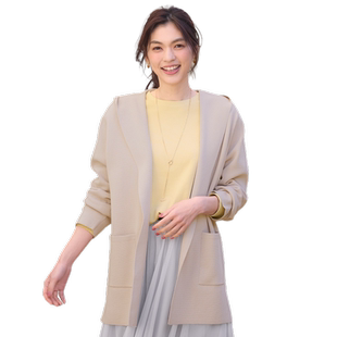 any FAM 时尚日系简约连帽气质中长款上衣外套女日系轻奢ONWARD