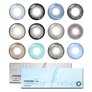 SweetColor日抛10片爆闪流光美瞳日杂风运茶船翡冷翠显色隐形眼镜