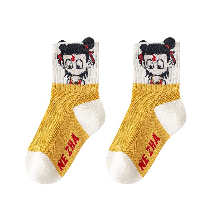 儿童卡通童袜网眼中筒袜春夏季
