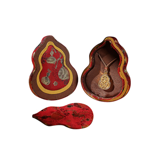 国风珠宝首饰盒礼盒葫芦收纳盒高档黄金吊坠文玩展示玉石挂件锦盒