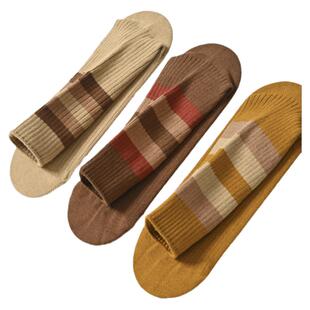 堆堆袜子女纯棉腿粗春秋冬三横杠日式早秋天长款成人宽松螺纹防滑