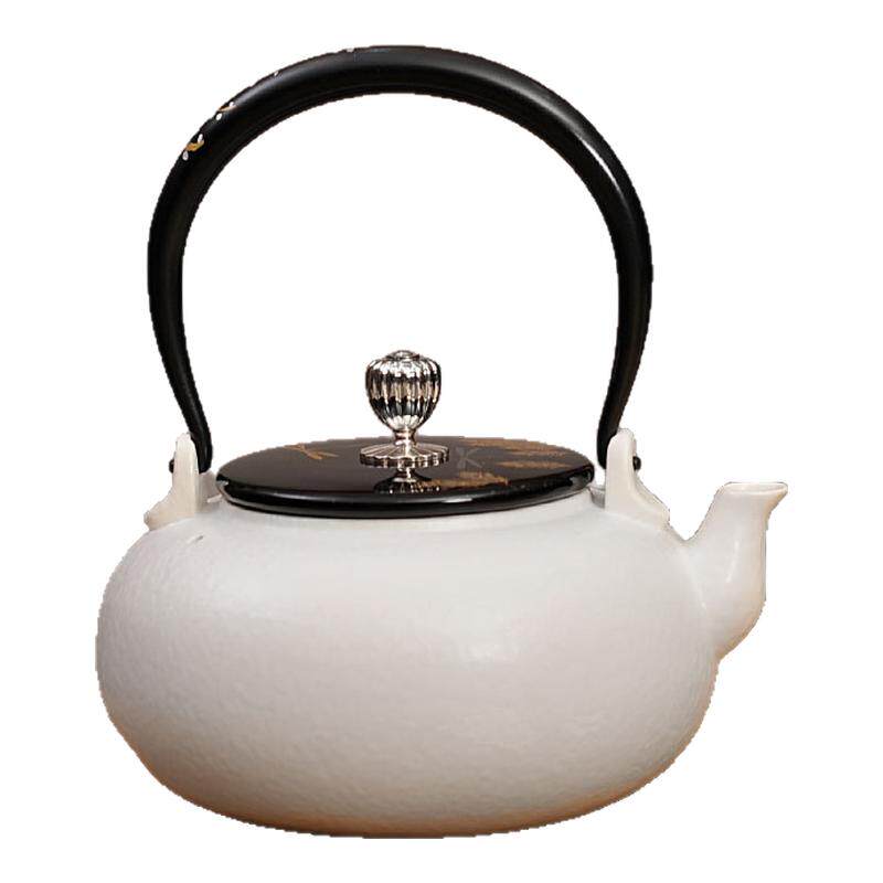 莺歌烧雪花釉柿型陶壶手工茶壶