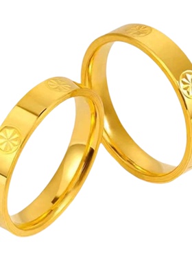 越南沙金光面米字钻纹戒指情侣结婚对戒金店同款送女友高级感尾戒