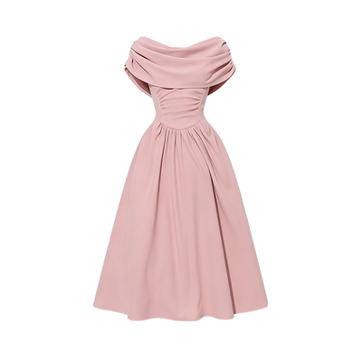 DPLAY粉色长裙设计感小众两穿连衣裙女收腰裙装2026年夏季新款