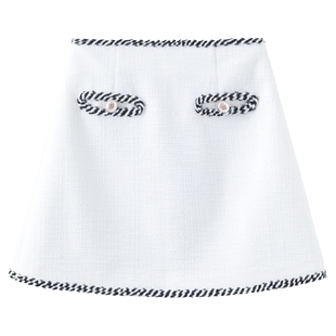 tanni设计师系列优雅气质小香风廓形撞色A字半身裙短裙TN11SK802A