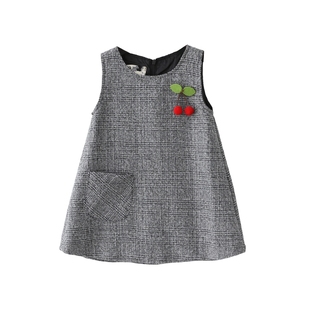 春秋装新款女童中小童连衣裙宝宝双层背心裙可爱时尚休闲裙子包邮