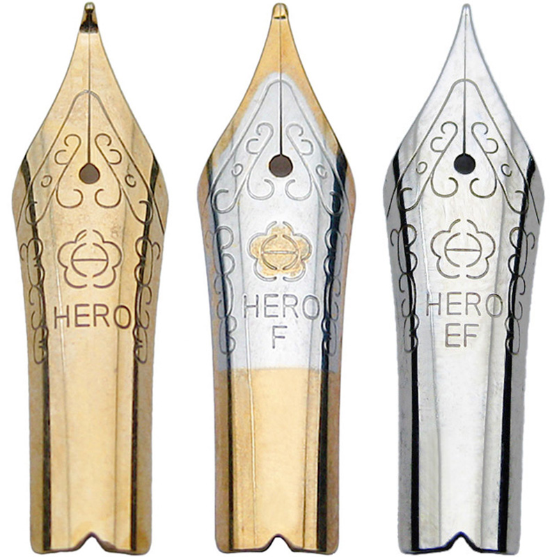 英雄钢笔笔尖笔头大明尖钢笔配件美工尖弯尖通用6006永生铱金笔尖