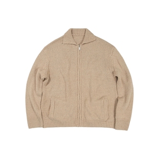 CountryMoment双插袋设计/美式复古圈圈纱翻领开衫针织毛衣男女