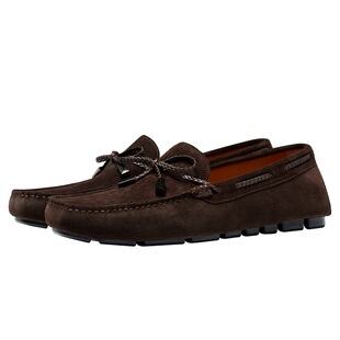 Truffaut豆豆鞋男真皮反绒春季百搭乐福鞋一脚蹬懒人休闲驾车皮鞋