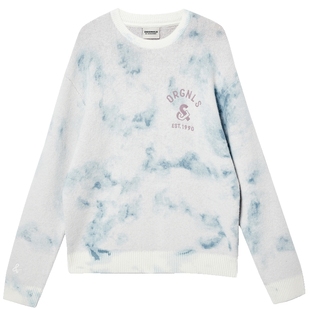 杰克琼斯秋冬季时尚百搭潮流男装毛衣针织衫略宽松字母刺绣扎染款