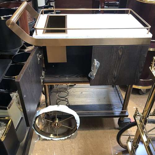 皇家酒水车玫瑰金新款酒车豪华酒水车带冰桶高奢服务车大理石面板