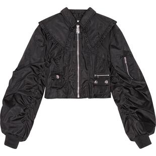 GANNI女装  娃娃领拉链短外套飞行夹克 W0279099