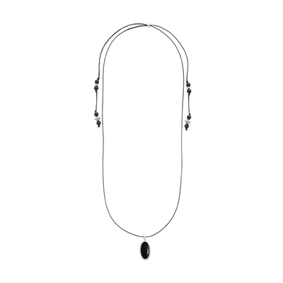 SOFT ROOM包边双面天然玛瑙黑绳长项链女配饰礼物小众设计毛衣链