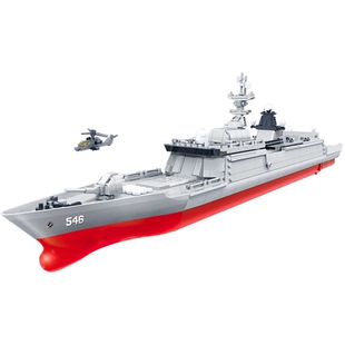 智德乐054型导弹驱逐舰护卫军舰艇小颗粒拼装积木玩具成人高难度