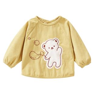 欧孕儿童罩衣防水防脏男女宝宝吃饭围兜婴儿洋气外穿灯芯绒罩衣