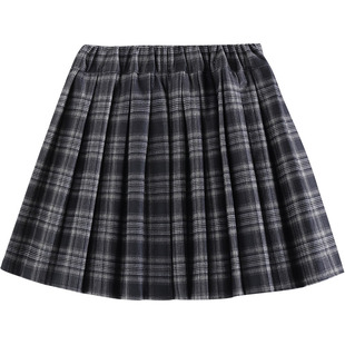 女童半身裙2025春秋季新款女大童洋气磨毛格子裙百褶短裙儿童裙套