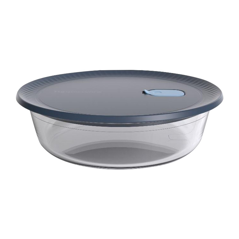 【新品】特百惠圆形玻璃蒸烤保鲜盒厨房家用冰箱微波烤箱通用1.6L
