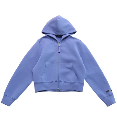 太空棉短款连帽卫衣拉链外套