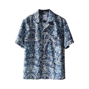 腔调十足！ 波西米亚风！ 古巴领设计！夏季男士外贸时尚短袖衬衫