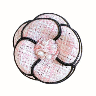 韩国进口复古山茶花布艺花朵珍珠胸针别针扣胸花毛呢外套配饰发夹