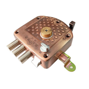 老式家用群升防盗门五孔外装门锁 实力十字铜芯 背包龙头分体锁芯