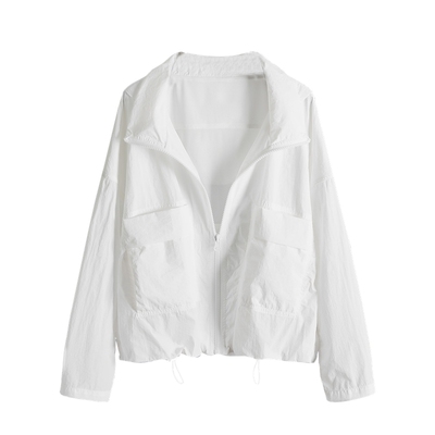 她池简约休闲薄款宽松长袖短外套