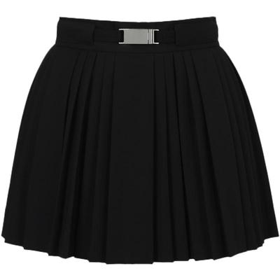 CALVINLUO插锁腰带百褶裙