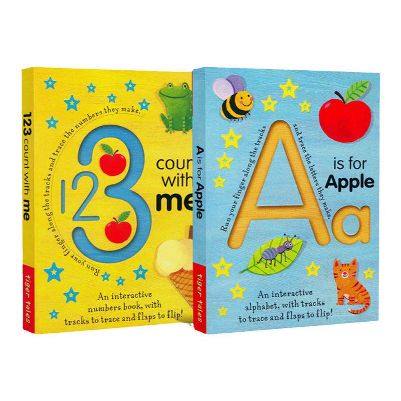 点读版A is for Apple 26个英文字母小老虎数字翻翻启蒙纸板牛津自然拼读发音 小蝌蚪 易趣挂图英文原版绘本书