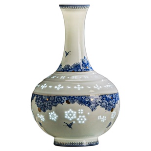 富玉景德镇陶瓷花瓶摆件客厅插花装饰品高级感青花瓷花器家居摆设