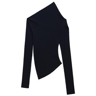 【特享折扣】OCHIRLY欧时力羊毛桑蚕丝斜肩一字领针织毛衣25秋冬