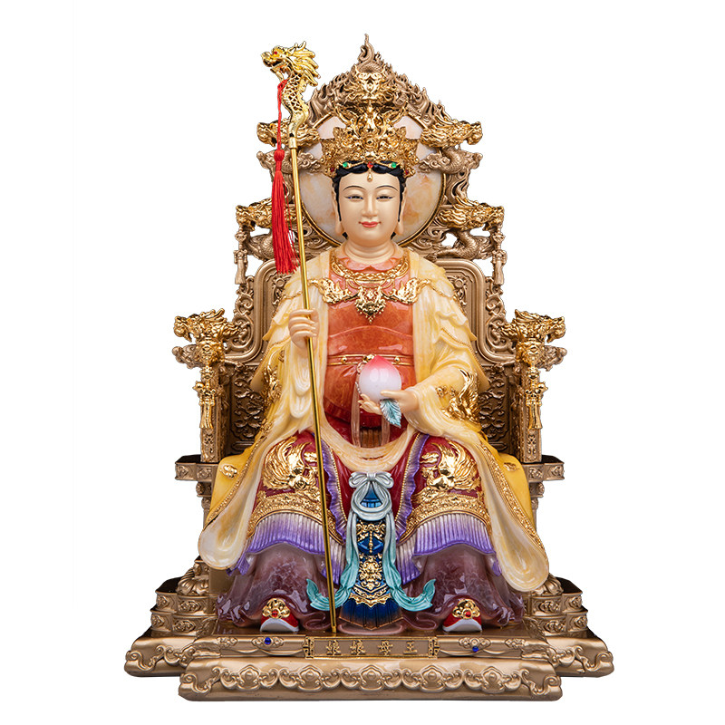 玉帝王母神像铜彩玉皇大帝王母娘娘汉白玉叠染天公西王母供奉摆件