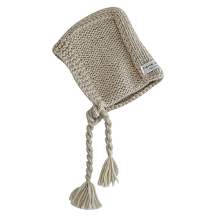 慵懒feel十足~韩国新款儿童帽子秋冬季女童宝宝手工针织毛线帽潮