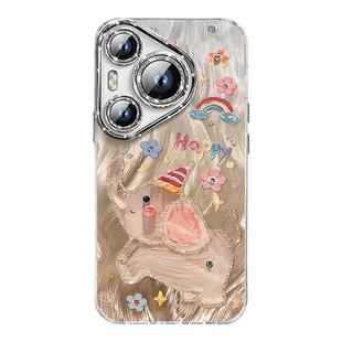 羽纱Happy小飞象适用华为pura70ultra闪粉镜头膜手机壳p70pro硅胶壳全包华为pura80pro男HUAWEI女P60卡通p70