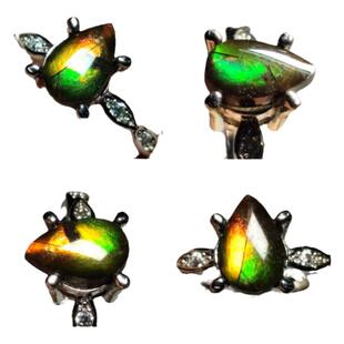 天然斑彩石戒指 加拿大斑彩石水滴随形戒指活口色彩艳丽实物漂亮