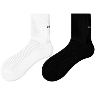 子墨袜子男士刺绣纯棉纱线7A抗菌秋冬粗线中筒青少年运动长袜男生