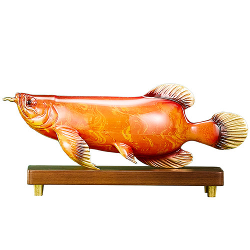 大漆铜雕金龙鱼纯铜摆件工艺品高端大气送老板办公室桌面装饰礼品