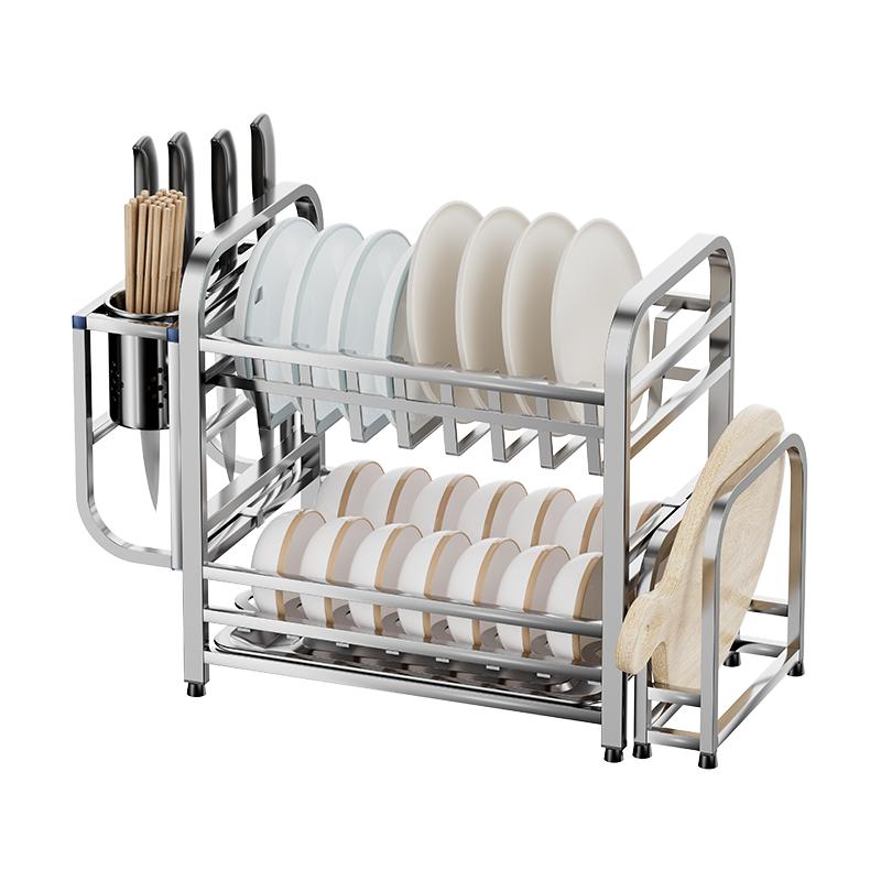 碗架不锈钢厨房台面盘子沥水置物架放碗碟刀2023新款碗柜家用双层
