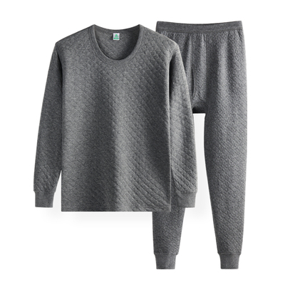 AB内衣纯棉三层保暖套装男士秋冬圆领中厚款打底秋衣秋裤棉毛衫裤