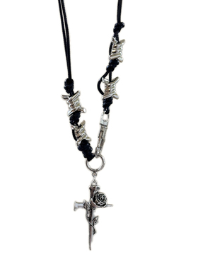 Komeiku荆棘玫瑰十字架项链