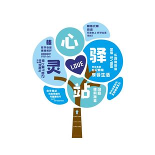 学校心灵驿站摆件文化墙装饰画贴纸心理咨询室挂图布置自粘墙贴画