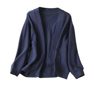 入秋太好穿搭~简洁宽松裁剪V领无扣长袖休闲棉质卫衣外套开衫女25