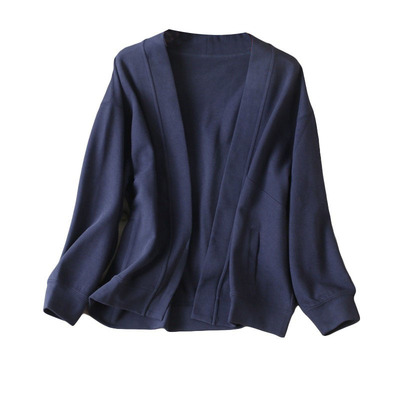 V领长袖无扣棉休闲卫衣外套女秋