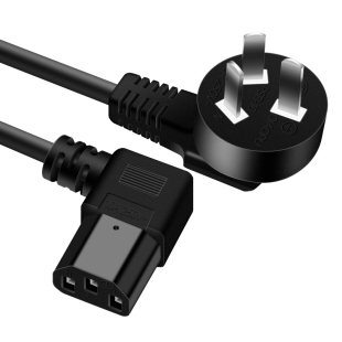 3C认证90度弯头电源线台式机显示器连接线三插国标品字三孔弯尾