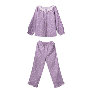 紫薯碎花·FishHome原创花边领纯棉纱布长袖长裤睡衣家居服2025新