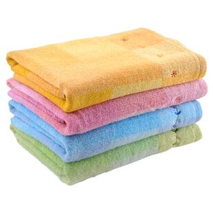 内野无捻纱方格成人男女浴巾儿童可爱绣花纯棉柔软加厚吸水大毛巾