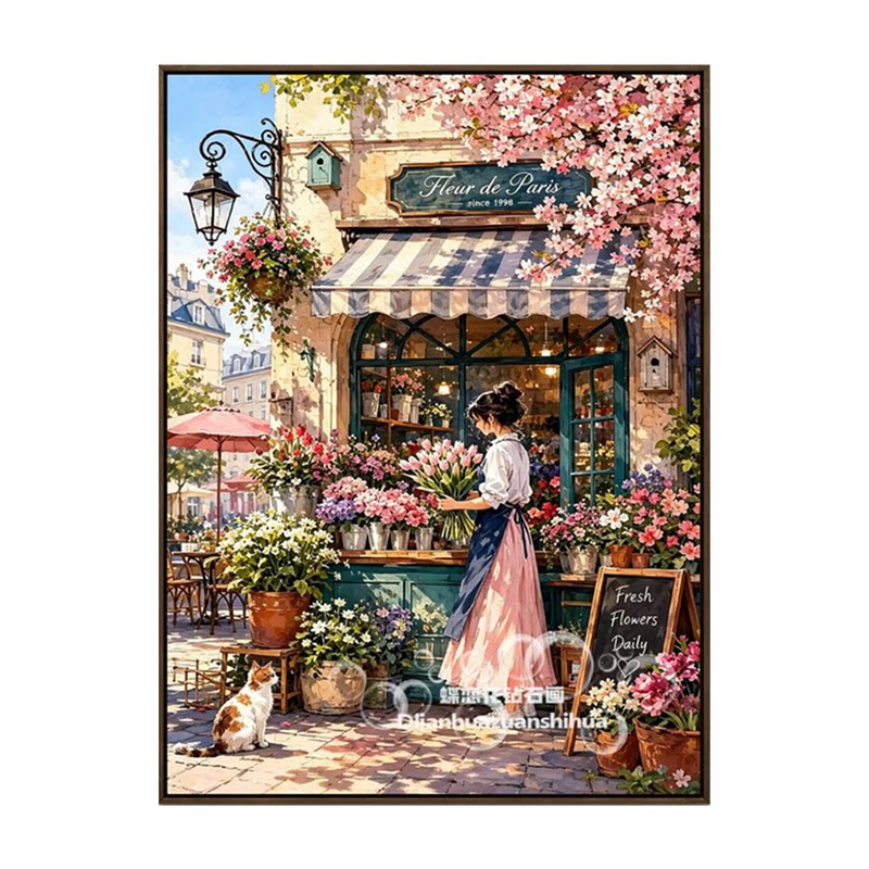 新款街角鲜花店钻石画方钻十字绣