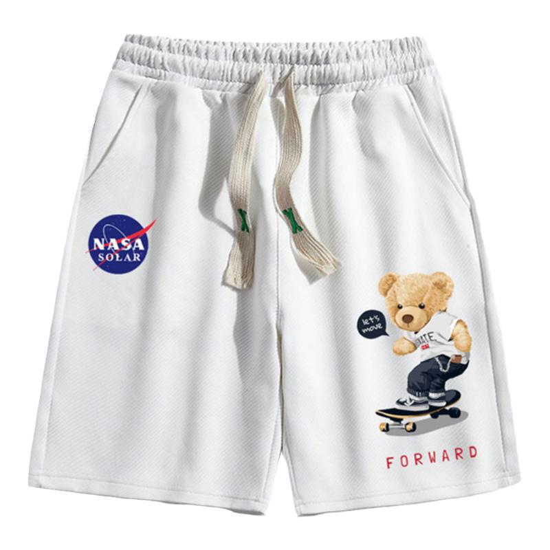 NASA五分裤休闲小熊印花新款裤子运动男女夏季短裤直筒百搭美式潮