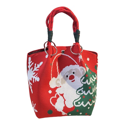 2025新款水桶包针织包针织手提袋节日喜庆可爱送礼物袋子伴手礼袋